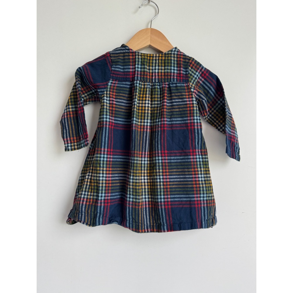 Pink Chicken NY Plaid Cotton Bubble Hem Dress Navy Multi Boho 12-18M - Picture 6 of 7